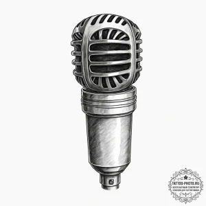 Tattoo sketch a desktop microphone with a pop... - эскиз тату (№1752563820_0, 15.07.2025 07:17) — tattoo-photo.ru