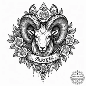 Tattoo sketch an aries ram's head looking lik... - эскиз тату (№1752563990_0, 15.07.2025 07:19) — tattoo-photo.ru