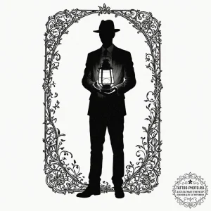 Tattoo sketch a person's silhouette standing... - эскиз тату (№1752564673_0, 15.07.2025 07:31) — tattoo-photo.ru