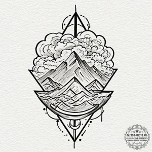 A watercolor sketch of the akatsuki cloud sym... - эскиз тату (№1752564758_0, 15.07.2025 07:32) — tattoo-photo.ru