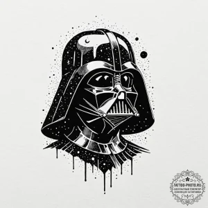 Linework tattoo design of darth vader's silho... - эскиз тату (№1752564844_0, 15.07.2025 07:34) — tattoo-photo.ru