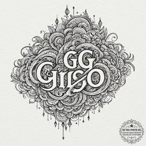Tattoo sketch a "gg wp" in a sleek, futuristi... - эскиз тату (№1752566379_0, 15.07.2025 07:59) — tattoo-photo.ru