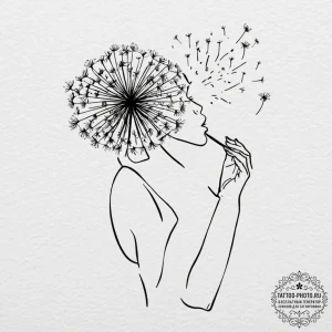 Tattoo sketch a silhouette of a woman blowing... - эскиз тату (№1752566465_0, 15.07.2025 08:01) — tattoo-photo.ru