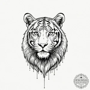 A linework tattoo of a liger from napoleon dy... - эскиз тату (№1752566720_0, 15.07.2025 08:05) — tattoo-photo.ru
