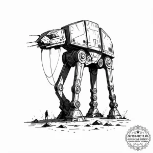 32. a graphic tattoo of an at-at walker, mini... - эскиз тату (№1752566805_0, 15.07.2025 08:06) — tattoo-photo.ru
