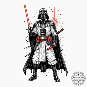 Japanese ukiyo-e style tattoo design of darth... - эскиз тату (№1752568512_0, 15.07.2025 08:35) — tattoo-photo.ru