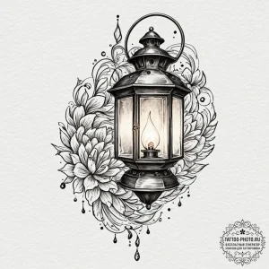 Tattoo sketch a beautiful, intricate lantern... - эскиз тату (№1752569904_0, 15.07.2025 08:58) — tattoo-photo.ru