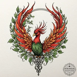 Tattoo design a phoenix whose feathers are ma... - эскиз тату (№1752570303_0, 15.07.2025 09:05) — tattoo-photo.ru