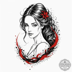Tattoo design a virgo maiden, depicted in a d... - эскиз тату (№1752570899_0, 15.07.2025 09:14) — tattoo-photo.ru