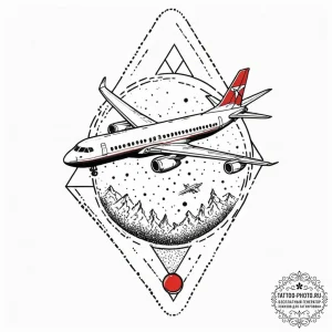 Airplane, ink illustration for tattoo, on a c... - эскиз тату (№1752571776_0, 15.07.2025 09:29) — tattoo-photo.ru