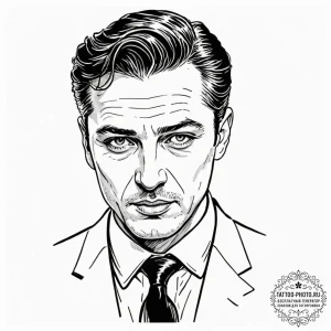 A graphic novel portrait of marcello mastroia... - эскиз тату (№1752572012_0, 15.07.2025 09:33) — tattoo-photo.ru