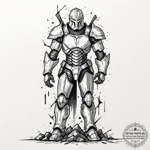 Tattoo design a suit of armor, rusted and bro... - эскиз тату (№1752572091_0, 15.07.2025 09:34) — tattoo-photo.ru
