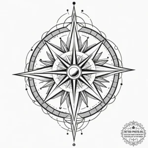 Tattoo design a compass rose where each point... - эскиз тату (№1752572176_0, 15.07.2025 09:36) — tattoo-photo.ru