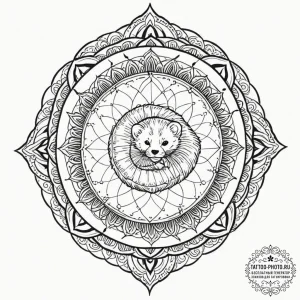 Ferret, tattoo line art, black and red ink, r... - эскиз тату (№1752572520_0, 15.07.2025 09:42) — tattoo-photo.ru