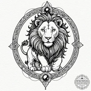 Tattoo sketch a leo lion with the "strength"... - эскиз тату (№1752572785_0, 15.07.2025 09:46) — tattoo-photo.ru