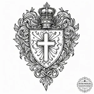 Coat of arms, concept art for tattoo, on a cl... - эскиз тату (№1752573126_0, 15.07.2025 09:52) — tattoo-photo.ru