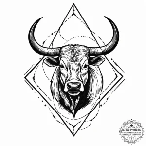 Tattoo design a taurus bull's silhouette in s... - эскиз тату (№1752575472_0, 15.07.2025 10:31) — tattoo-photo.ru