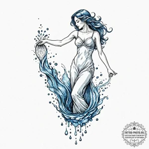 Tattoo sketch a stylized aquarius water-beare... - эскиз тату (№1752575815_0, 15.07.2025 10:36) — tattoo-photo.ru