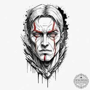 A watercolor tattoo of the colossal titan pee... - эскиз тату (№1752576243_0, 15.07.2025 10:44) — tattoo-photo.ru