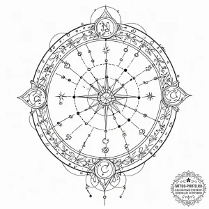 Tattoo sketch a zodiac constellation with a s... - эскиз тату (№1752576330_0, 15.07.2025 10:45) — tattoo-photo.ru
