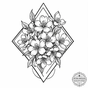Sakura, ink illustration for tattoo, on a cle... - эскиз тату (№1752577095_0, 15.07.2025 10:58) — tattoo-photo.ru