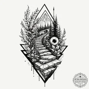 Tattoo design a minimalist staircase that is... - эскиз тату (№1752577520_0, 15.07.2025 11:05) — tattoo-photo.ru