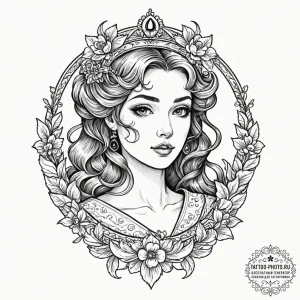 A linework tattoo of the mendl's courtesan au... - эскиз тату (№1752578888_0, 15.07.2025 11:28) — tattoo-photo.ru
