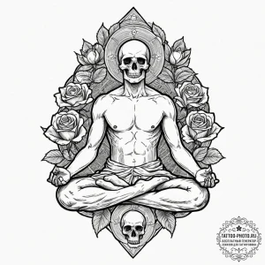 A serene photo of a yoga instructor meditatin... - эскиз тату (№1752579863_0, 15.07.2025 11:44) — tattoo-photo.ru