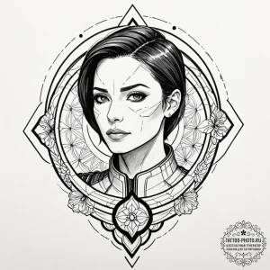 A graphic novel style portrait of commander s... - эскиз тату (№1752580169_0, 15.07.2025 11:49) — tattoo-photo.ru