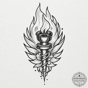 Tattoo design a stylized torch, symbolizing g... - эскиз тату (№1752582538_0, 15.07.2025 12:28) — tattoo-photo.ru