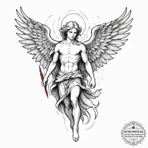 Archangel michael, tattoo flash sheet design,... - эскиз тату (№1752582771_0, 15.07.2025 12:32) — tattoo-photo.ru