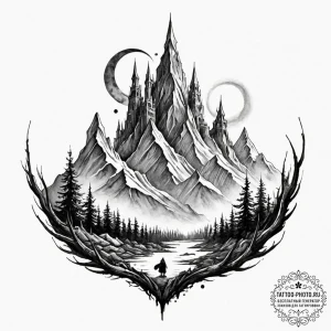 A minimalist tattoo of the three peaks of mor... - эскиз тату (№1752587117_0, 15.07.2025 13:45) — tattoo-photo.ru