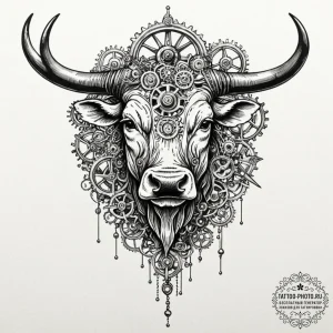 Tattoo design a taurus bull's body made of in... - эскиз тату (№1752587547_0, 15.07.2025 13:52) — tattoo-photo.ru