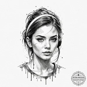 Tattoo design a "game face" portrait of an in... - эскиз тату (№1752588312_0, 15.07.2025 14:05) — tattoo-photo.ru