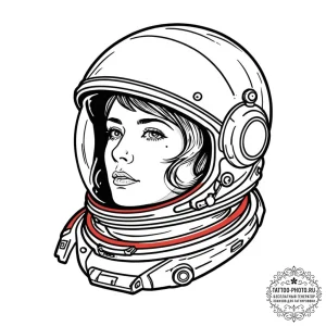 An astronaut's helmet reflecting the earth.,... - эскиз тату (№1752588652_0, 15.07.2025 14:10) — tattoo-photo.ru