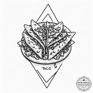 Tattoo sketch a 'taco' on one, 'nachos' on th... - эскиз тату (№1752588994_0, 15.07.2025 14:16) — tattoo-photo.ru