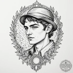Merlin, tattoo drawing outline, dotwork shadi... - эскиз тату (№1752589078_0, 15.07.2025 14:17) — tattoo-photo.ru