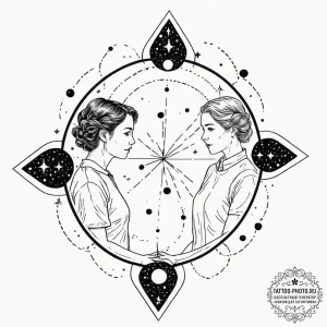 Tattoo sketch gemini constellation, lines con... - эскиз тату (№1752589335_0, 15.07.2025 14:22) — tattoo-photo.ru