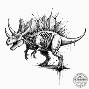 Dinosaur skeleton (t-rex, triceratops), artis... - эскиз тату (№1752589421_0, 15.07.2025 14:23) — tattoo-photo.ru