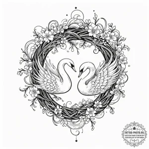 Tattoo sketch two entwined swans, representin... - эскиз тату (№1752590101_0, 15.07.2025 14:35) — tattoo-photo.ru