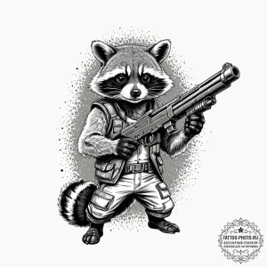 A graphic novel portrait of rocket raccoon, w... - эскиз тату (№1752590358_0, 15.07.2025 14:39) — tattoo-photo.ru