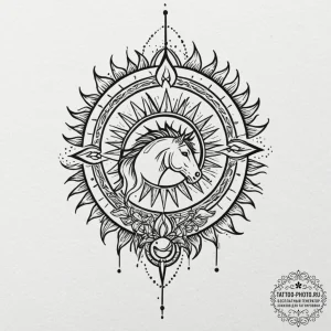 Tattoo design: a combination of dazhbog's sun... - эскиз тату (№1752591469_0, 15.07.2025 14:57) — tattoo-photo.ru
