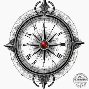 A watercolor sketch of the golden compass (al... - эскиз тату (№1752591810_0, 15.07.2025 15:03) — tattoo-photo.ru