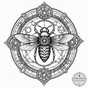 Tattoo design a cicada with a body made of cl... - эскиз тату (№1752595834_0, 15.07.2025 16:10) — tattoo-photo.ru