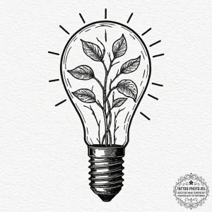 Tattoo sketch a lightbulb, its filament not g... - эскиз тату (№1752595915_0, 15.07.2025 16:11) — tattoo-photo.ru