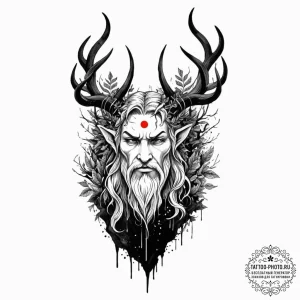 A dark, mysterious tattoo sketch of veles, th... - эскиз тату (№1752595994_0, 15.07.2025 16:13) — tattoo-photo.ru
