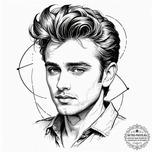 A graphic novel portrait of james dean from r... - эскиз тату (№1752596231_0, 15.07.2025 16:17) — tattoo-photo.ru