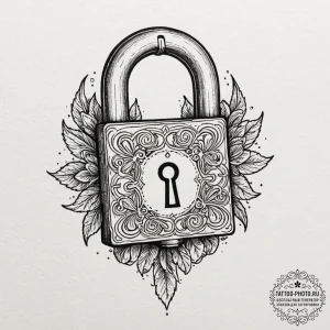 Tattoo design a padlock with a date engraved... - эскиз тату (№1752596467_0, 15.07.2025 16:21) — tattoo-photo.ru