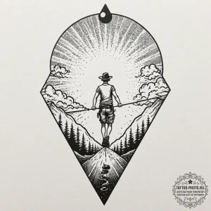 Tattoo sketch a human silhouette walking on a... - эскиз тату (№1752596547_0, 15.07.2025 16:22) — tattoo-photo.ru