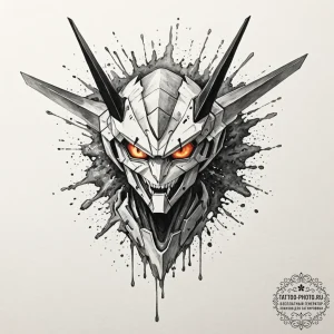 A sketch of the eva unit-01 from neon genesis... - эскиз тату (№1752596629_0, 15.07.2025 16:23) — tattoo-photo.ru